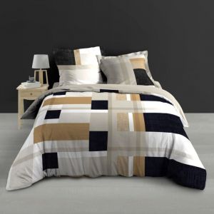 Douceur D'intérieur - Housse de couette 260x240 + 2 taies ulysse coton percale 78 fils