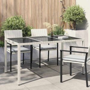 VidaXL Table de jardin pour repas Blanc 150 x 90 x 75 cm Poly rotin