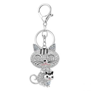 So Charm - B4128-ARGENT - Porte Cl&eacute;s Chat
