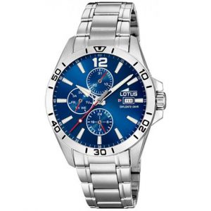 Lotus Montre MULTIFONCTIONS 18666-1 - Montre Acier Multifonctions Cadran Bleu Homme
