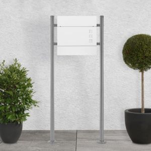 ECD Germany Boîte aux Lettres sur Pied, Blanc, 37x11x36,5 cm, en Acier Inoxydable,