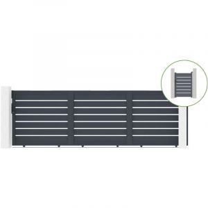 Casanoov - Portail coulissant 4,5m vogel H.140cm alu + portillon vogel H140 gris