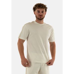 Calvin Klein T-Shirt Manches Courtes Homme Logo Tape Tee avec Col Ras-du-Cou, Beige (Tofu), XXL
