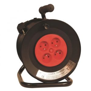 TEC HIT Enrouleur de bricolage c&acirc;ble HVVF 3x1,5 mm&sup2; longueur 40 m