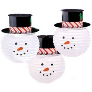 Amscan Lot de 3 Lanternes Bonhomme de neige D 24 cm