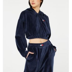 Tommy Jeans Sweat court zippé capuche patch signature Bleu - Couleur Bleu - Taille S