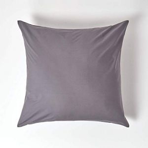 HOMESCAPES Taie d'oreiller 80x80 cm en 100% Coton &eacute;gyptien 200 Fils Coloris Gris fonc&eacute;
