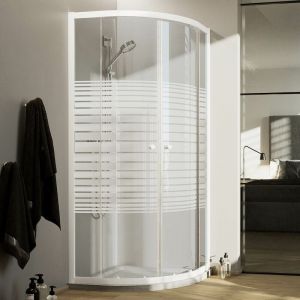 Idralite - Cabine paroi de douche demi-circulaire blanche h 185 verre sérigraphié mod. Blanc 80x80 cm