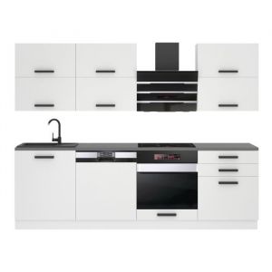 Cuisine Equipee Complete Margaret Muebles de Cuisine Complets - 240 cm. Cuisine Complete avec Plan de Travail, Blanc Mat - Belini