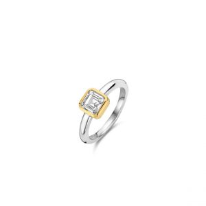 Ti sento Bague - 12328ZY Argent Doré Et Oxyde De Zirconium Carré