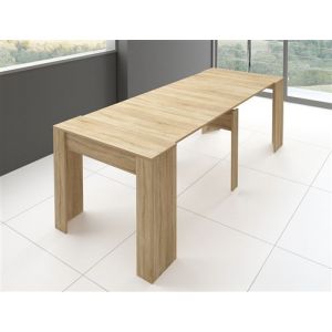 Pegane Table de salle à manger extensible rectangulaire coloris chene cambrian - longueur 90-237 x profondeur 90 x Hauteur 76,60 cm -