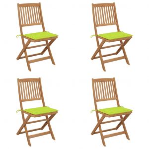 VidaXL Chaises pliables de jardin 4 pcs avec coussins Bois d'acacia bright green