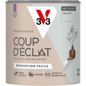V33 Peinture murale intérieure Coup d'Éclat Gris lacté Mat Poudré 0,5L