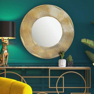 M&S Miroir mural rond 74x74 cm en aluminium doré