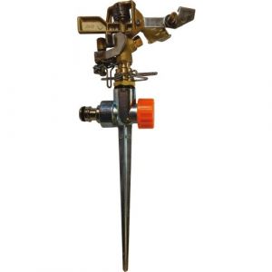 Arroseur canon tout laiton sur pic. entr&eacute;e 15x21. r&eacute;glable de 20&deg; &agrave; 360&deg;. arrosage de 300m&sup2; sous 4 bars - FAUQUET