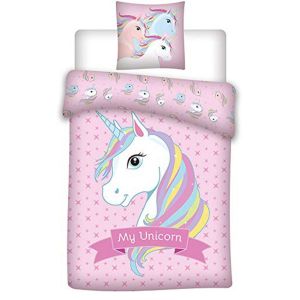 Licorne Pink Parure de Lit Enfant Housse de Couette
