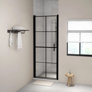 VidaXL Porte de douche Verre tremp&eacute; 91x195 cm Noir N/A