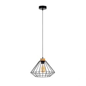 Raquelle Lampe Suspendue Chêne huilé Métal Câble PVC Noir