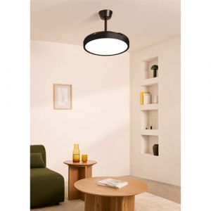 Ventilateur de plafond WIND CLEAR STUDIO 40W silencieux Noir avec pales rétractables et lumière LED