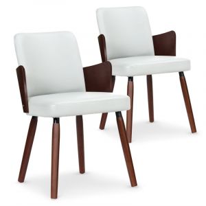 Image de Declikdeco Lot De 2 Chaises Scandinaves Bois Noisette Et Blanc PHIBIE
