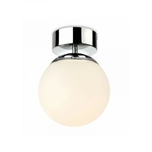 Plafonnier salle de bains Brook 1 ampoule Chrome avec verre blanc opale