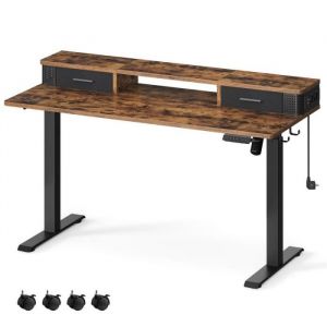 Vasagle - Bureau Électrique Réglable en Hauteur, Bureau Assis-debout, Table, 60 x 140 x (72-120) cm, Réglable en Continu, Support pour Écran,