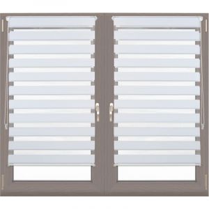 Relaxdays Store enrouleur, lot de 2, double face, sans perçage fenêtre porte balcon en tissu, 70 x 150 cm, blanc