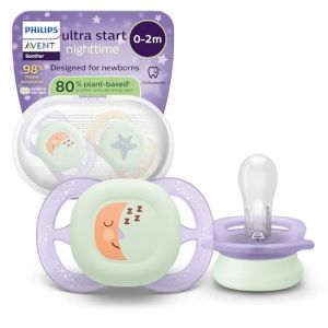 Philips Succhietti Night Ultrastart 0-2m Luna Stella per Comfort Notturno 2 Succhietti con Custodia