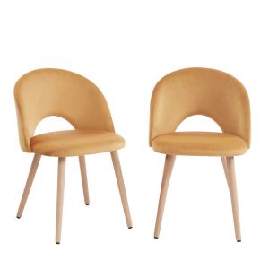 DRAWER 2 chaises en velours jaune
