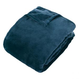 Plaid flanelle Ollis 260x240cm - bleu egéen