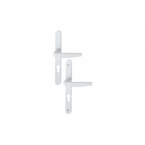 Hoppe Ensemble de porte plaque étroite sur saillie réduite Atlanta 1530-300LMSGL blanc 9016 - Clé i - ent.70mm ép.58-62mm - 3304448