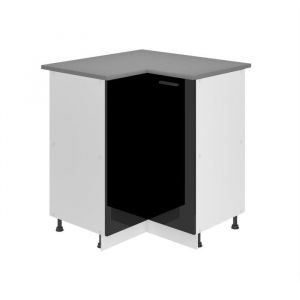 Meuble Cuisine Bas avec Plan de Travail snp i Meubles de Cuisine - Taille: 90 x 90 x 85 cm i Meubles de Cuisine Angle - 1 Porte i Couleur : Noir très