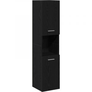 VidaXL Armoire Murale de Salle de Bain Noir Chêne 30x30x130 cm Bois Aggloméré