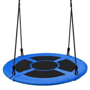 SereneLife Balan&ccedil;oire Volante Ronde 100 cm avec Kit de Suspension et Pivot Central &ndash; Jeu Circulaire Suspendu pour Arbre avec Sangles, Cadre M&eacute;tallique Rembourr&eacute;, Si&egrave;ge en Tissu Polyester