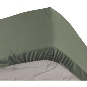 Image de Drap housse 2 personnes bonnet 30 cm 160 x 200 cm percale uni 78 fils percaline Kaki