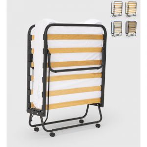 LLB LIVING LIFE BED Lit pliant en microfibre avec matelas et lattes 80x190cm Demetra, Couleur: Blanc