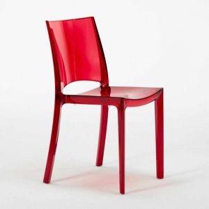 Image de Grand Soleil 18 Chaises B-Side pour bar transparentes stock, Couleur: Rouge transparent