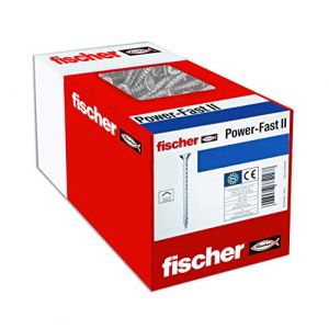 Fischer Vis à bois PowerFast II 4,0x70 Tête fraisée, empreinte PZ, zingué blanc, filetage partiel/Boite de 500