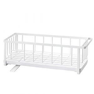 Yamazaki 5068 Tower Egouttoir en Fil métallique Slim, Blanc, Acier/Résine ABS/Polypropylène/Silicone, Minimaliste, 57.5 x 16 x 18.5 c m