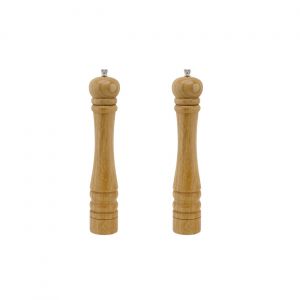 FM PROFESSIONAL Set de 2 Moulins à poivre manuel couleur bois