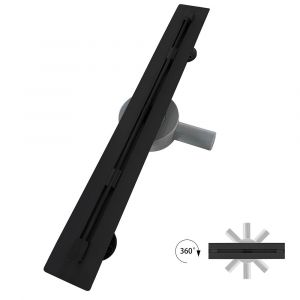 SIMI Caniveau de douche italienne slim noir L.60 cm siphon 360&deg;, drainage 36l/min, hauteur r&eacute;glable