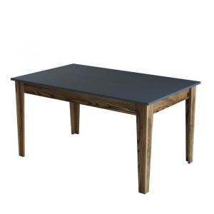 Menzzo Table de salle &agrave; manger avec rangement Fiorita 145cm Bois et Anthracite