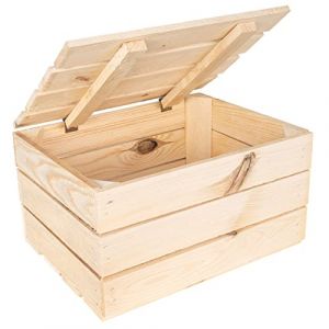 Boite de rangement en bois naturel Creative Deco - 40 x 30 x 22 cm - Marron - Vintage