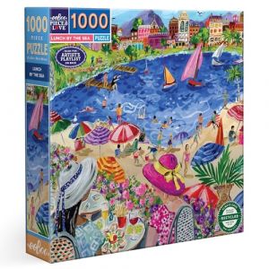Eeboo Puzzle 1000 Pièces Déjeuner au Bord de la mer - Puzzle Adulte 1000 Pièces en Carton - Dimensions 58.5 cm x 58.5 cm