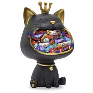 Vide-poche d&eacute;co Chat Noir et son Assortiment de 30 chocolats Milka Kinder Daim C&eacute;l&eacute;brations Id&eacute;e cadeau Originale &agrave; Offrir