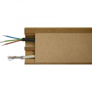 Lot de 5 Plinthes MDF Passes-c&acirc;bles &agrave; couvercle AV, L.2,44 m x H.10,8 cm, Ep.18 mm