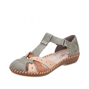 Sandales FEMME RIEKER olive et à bande auto-agrippante