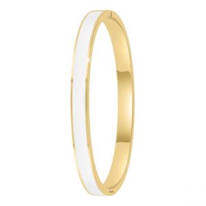 Jonc Femme So Charm - B4339-DORE-BLANC - Bracelet Email Dor&eacute;