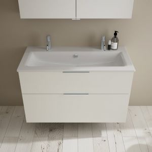 Burgbad Eqio Vasque en c&eacute;ramique slim avec meuble bas, 2 tiroirs, SHBV102F2009C0001G0146,