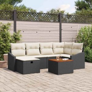 VidaXL Salon de jardin rotin beige 7 pieces 4 personnes